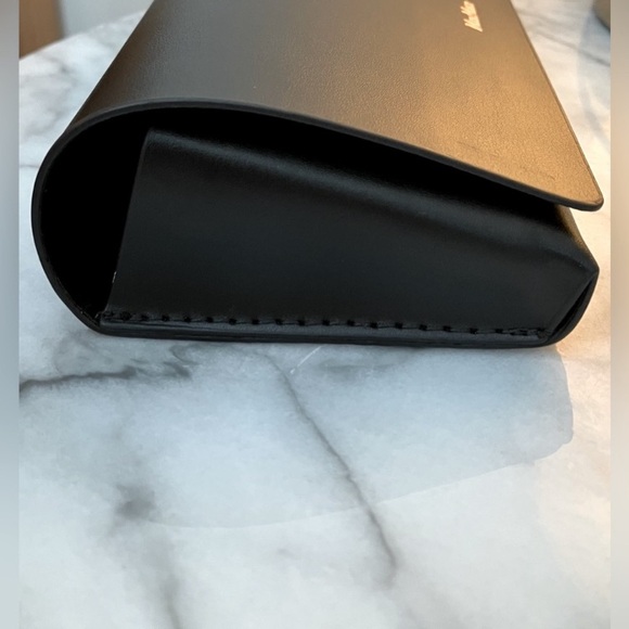 MaxMara Black Pleather Sunglasses Eyeglasses Case Gold Logo Magnetic NWOT main image 5